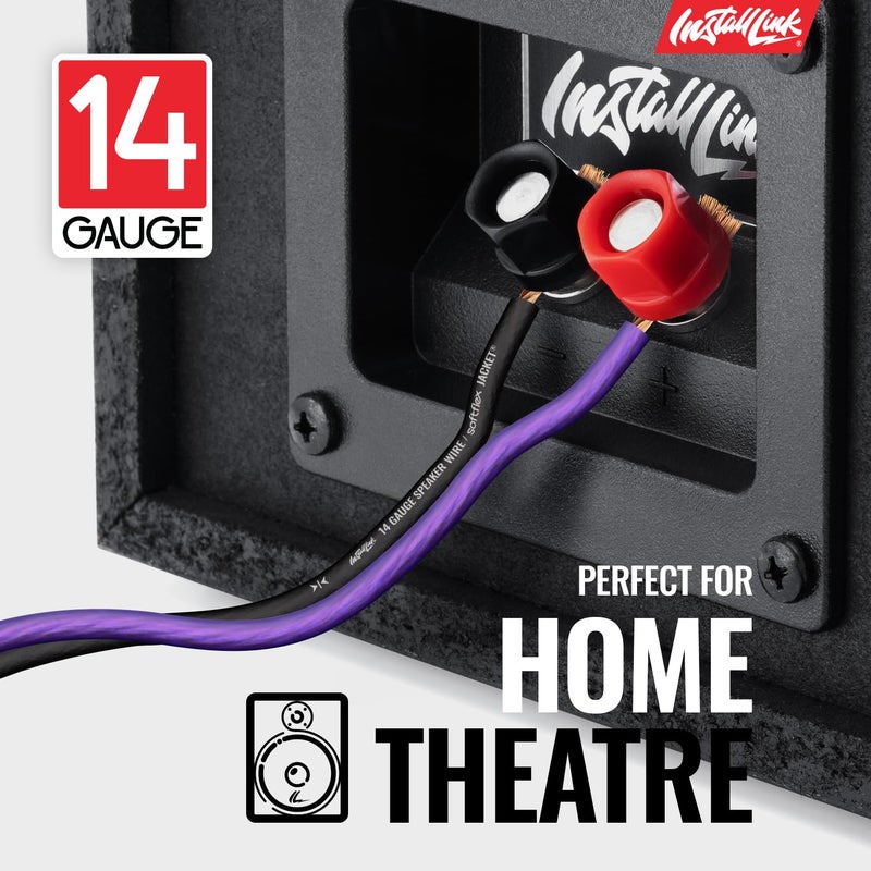 Install Link 14 AWG Gauge Speaker Wire Cable (30 Feet) Stereo, Car or Home Theater, CCA - Image 2